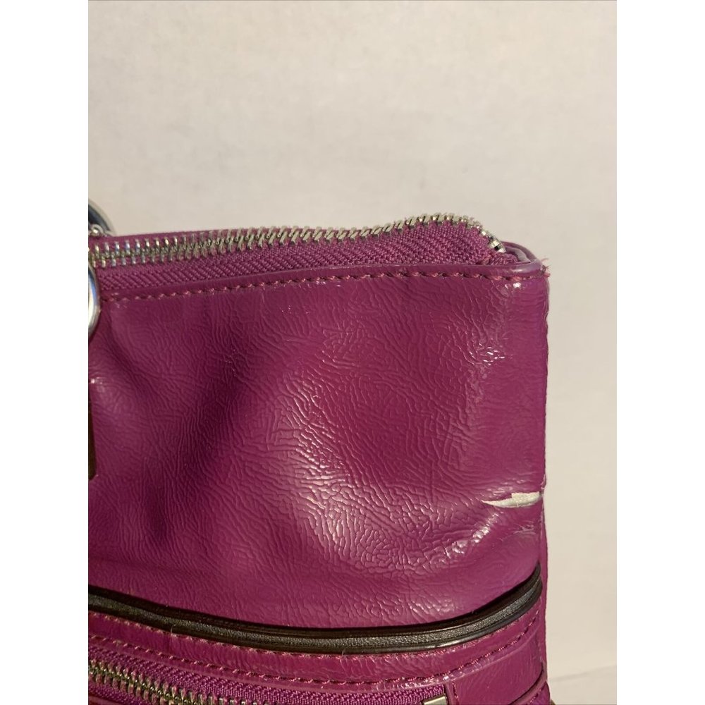 Coach Berry Patent Leather Poppy Daisy Liquid Gloss Tote Bag With Wallet #F20004 - Picture 4 of 15